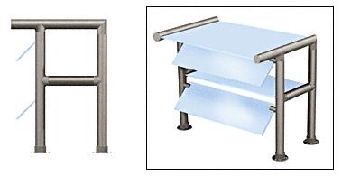 CRL Contemporary 309 Series Sneeze Guard - 1-1/2" Brushed Stainless Tubing, Glass On Top, Front, and Shelf  Moveable Glass