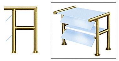 CRL Contemporary 309 Series Sneeze Guard - 1-1/2" Polished Brass Tubing, Glass On Top, Front, and Shelf  Moveable Glass