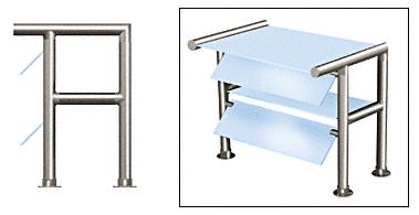 CRL Contemporary 309 Series Sneeze Guard - 1-1/2" Polished Stainless Tubing, Glass On Top, Front, and Shelf  Moveable Glass