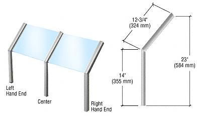 CRL Brite Anodized Sculptured Series Open Front, Glass On Slant Aluminum Sneeze Guard - Left Hand End Post Only