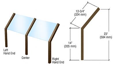 CRL Duranodic Bronze Sculptured Series Open Front, Glass On Slant Aluminum Sneeze Guard - Right Hand End Post Only