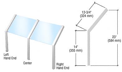 CRL Satin Anodized Sculptured Series Open Front, Glass On Slant Aluminum Sneeze Guard - Right Hand End Post Only