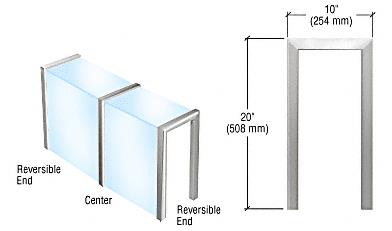 CRL Brite Anodized  Sculptured Series Glass on Front and Top Shelf Aluminum Sneeze Guard - Center Post Only