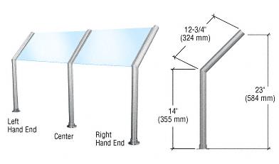 CRL Brushed Stainless Elegant Series Open Front, Glass On Slant Stainless Steel Sneeze Guard - Center