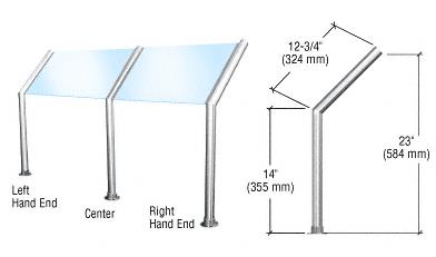 CRL Polished Stainless Elegant Series Open Front, Glass On Slant Stainless Steel Sneeze Guard - Center