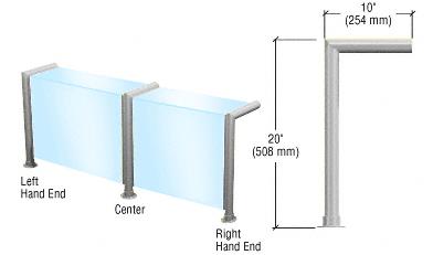 CRL Brushed Stainless Elegant Series Glass on Front and Top Shelf Sneeze Guard - Right Hand End Post Only