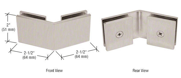 CRL Brushed Nickel Square 135 Degree Glass-to-Glass Clamp