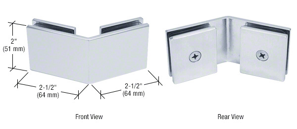 CRL Polished Chrome Square 135 Degree Glass-to-Glass Clamp