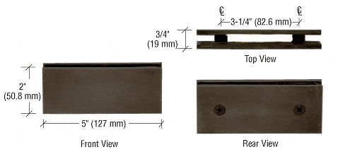 CRL Oil Rubbed Bronze Square 180 Degree Glass-to-Glass Clamp
