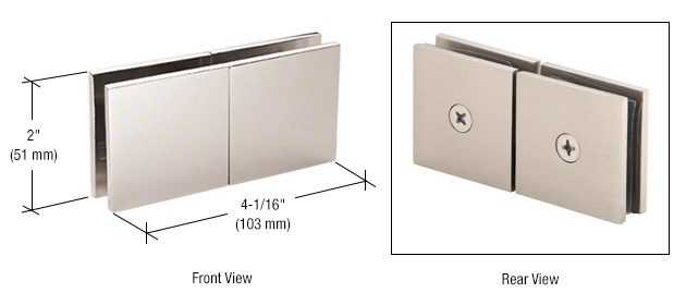 CRL Polished Nickel Square 180 Degree Glass-to-Glass Movable Transom Clamp