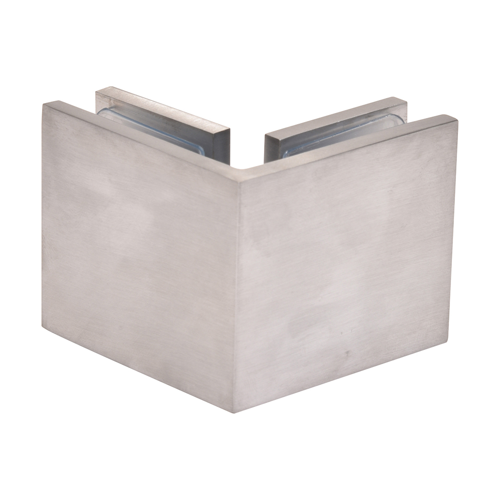 CRL Brushed Chrome Square Style 90 Degree Glass-to-Glass Clamp