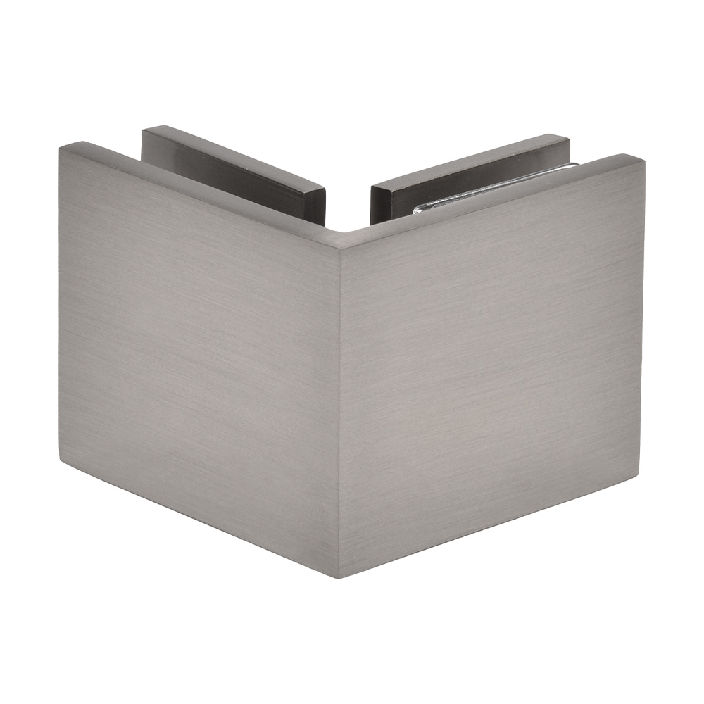 CRL Brushed Nickel Square Style 90 Degree Glass-to-Glass Clamp