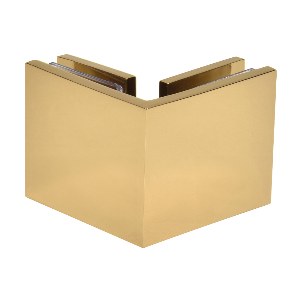 CRL Polished Brass Square Style 90 Degree Glass-to-Glass Clamp