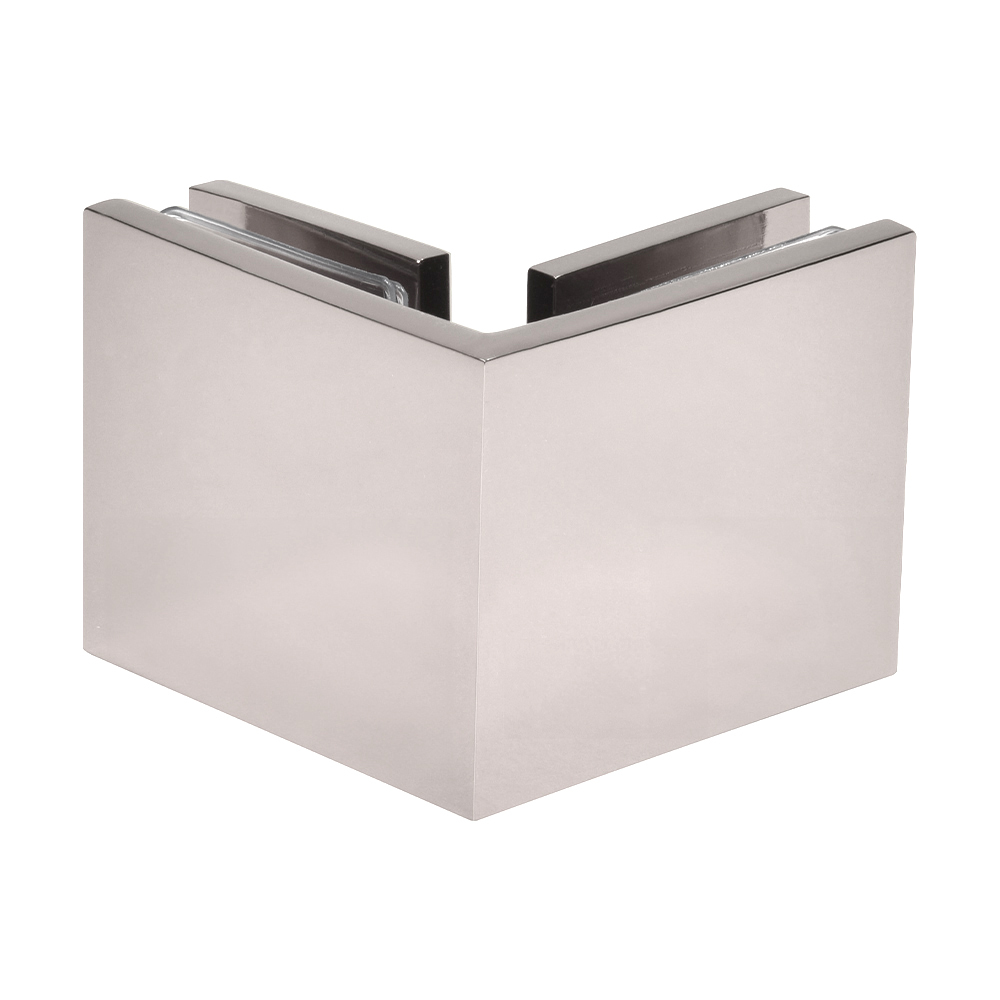 CRL Polished Nickel Square Style 90 Degree Glass-to-Glass Clamp