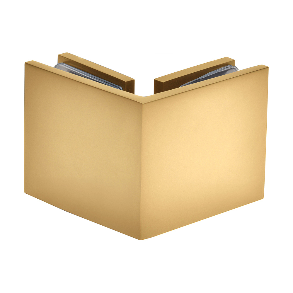 CRL Satin Brass Square Style 90 Degree Glass-to-Glass Clamp