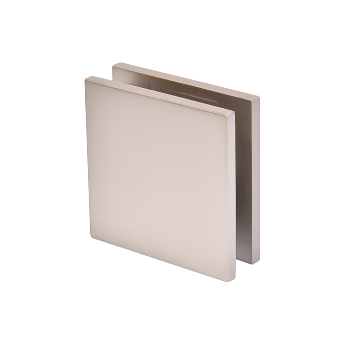 CRL Satin Nickel Square Style Notch-in-Glass Fixed Panel U-Clamp