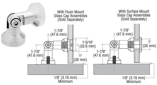 CRL Glass-to-Wall Single Pivot Column Series Swivel Fitting