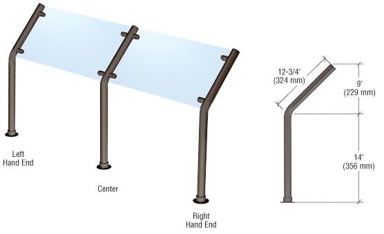 CRL Black Powder Paint Style 10 Slimline Series Sneeze Guard- Right Hand End