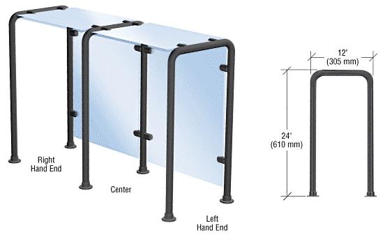 CRL Black Powder Paint Style 40 Slimline Series Sneeze Guard- Right Hand End