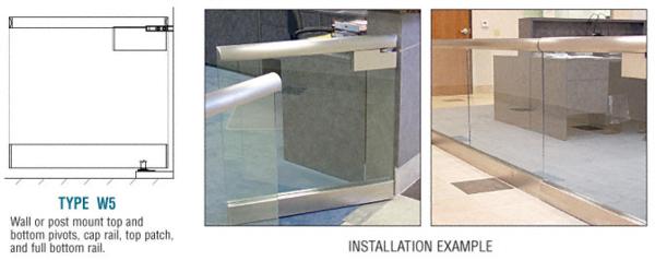 CRL Brushed Stainless Wall Mount Swinging Gate with Top and Bottom Pivot Plus 2.5" Cap Rail, Top Notch, and Full Wide Bottom Rail