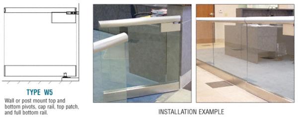 CRL Polished Stainless Wall Mount Swinging Gate with Top and Bottom Pivot Plus 2" Cap Rail, Top Notch, and Full Wide Bottom Rail