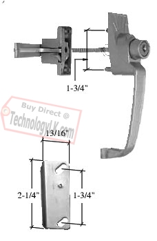 Aluminum Screen and Storm Door Push Button Lock 1-3/4" Screw Holes
