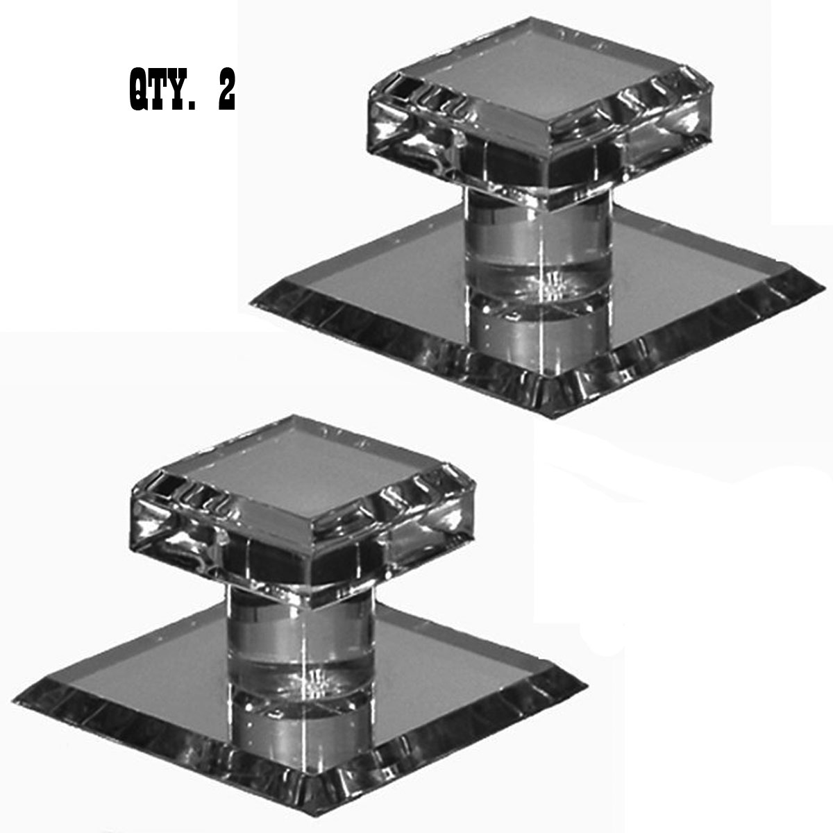 Clear Acrylic Stick-On Mirror Knob - 1-3/4" Squares - Pack of 2