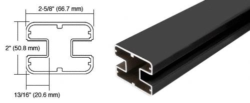 CRL Matte Black 2" x 2-5/8" Square 180 Degree Post - 20 ft 1 in long