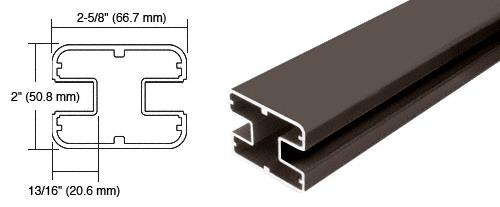 CRL Matte Bronze 2" x 2-5/8" Square 180 Degree Post - 20 ft 1 in long