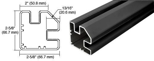 CRL Matte Black 72" Long 2" x 2-5/8" Square 90 Degree Post