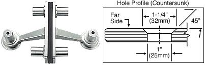 CRL Brushed Stainless 2-Way Regular Duty Fin Stabilized Glass-to-Glass Spider Fitting