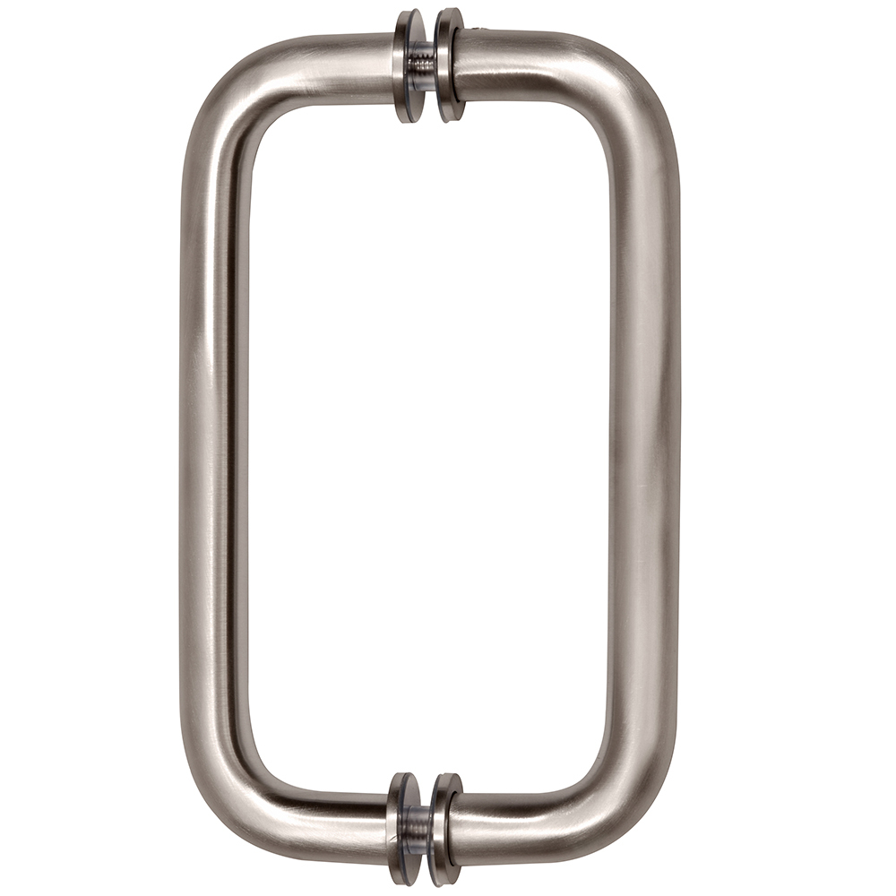 CRL Brushed Nickel 8" Back-To-Back Solid Brass 3/4" Diameter Pull Handles with Metal Washers