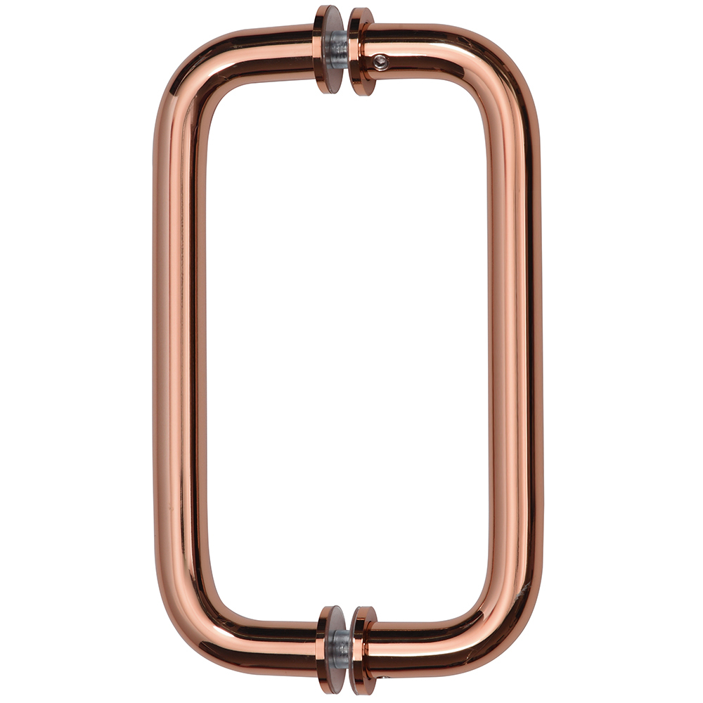 CRL Rose Gold 8" Back-To-Back Solid Brass 3/4" Diameter Pull Handles with Metal Washers