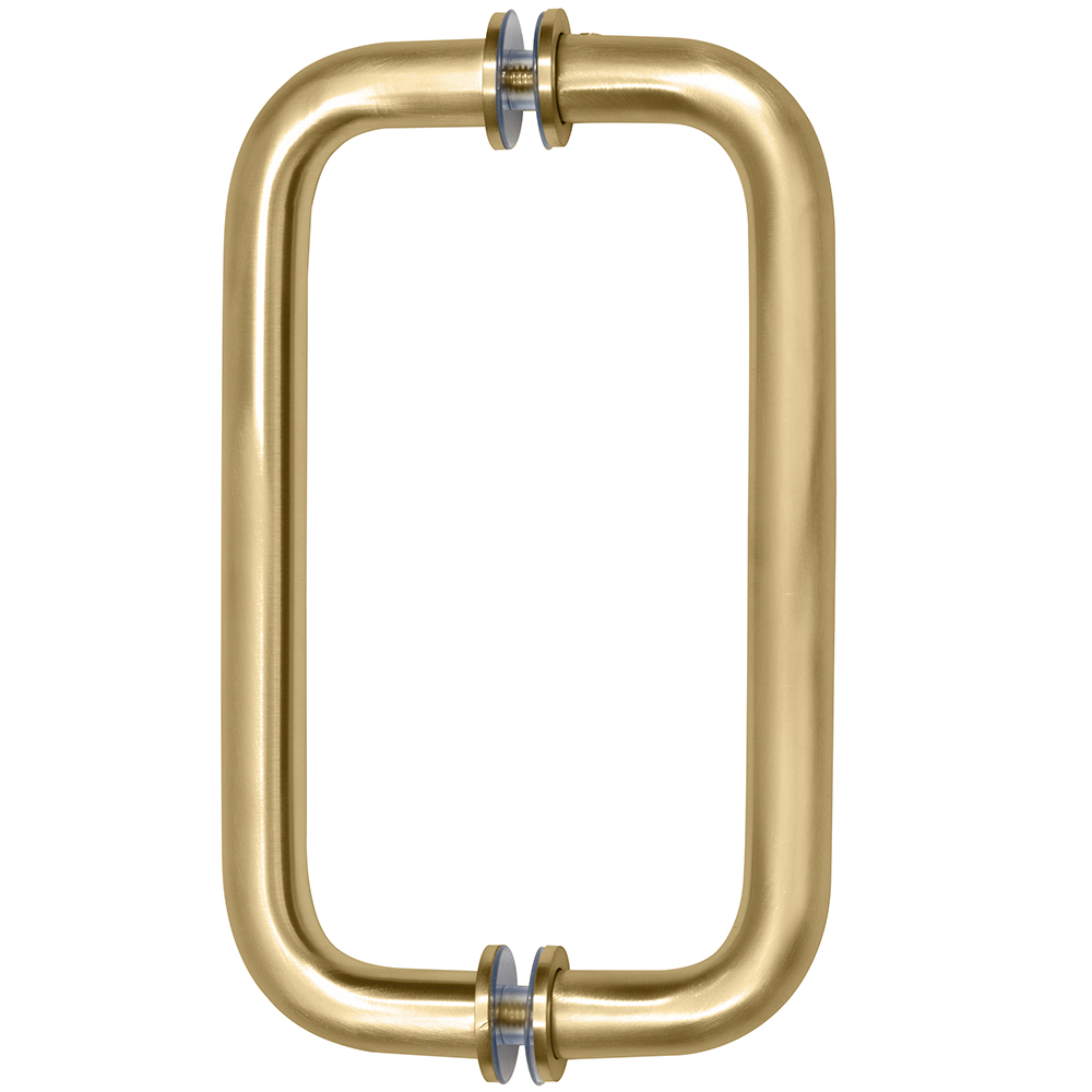 CRL Satin Brass 8" Back-To-Back Solid Brass 3/4" Diameter Pull Handles with Metal Washers