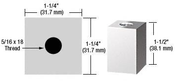 CRL Chrome 1-1/4" Square Standoff Base 1-1/2" Long