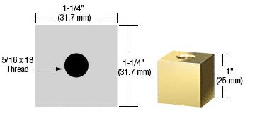 CRL Brass 1-1/4" Square Standoff Base 1" Long