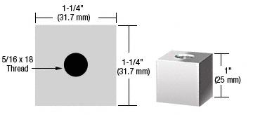 CRL Chrome 1-1/4" Square Standoff Base 1" Long