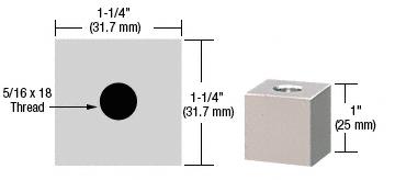CRL Satin Chrome 1-1/4" Square Standoff Base 1" Long
