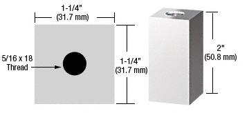 CRL Chrome 1-1/4" Square Standoff Base 2" Long