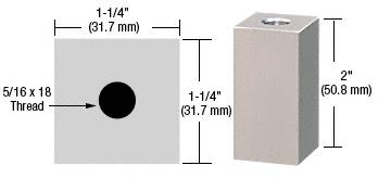 CRL Satin Chrome 1-1/4" Square Standoff Base 2" Long