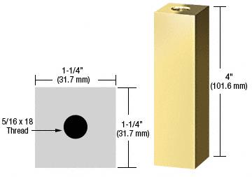 CRL Brass 1-1/4" Square Standoff Base 4" Long