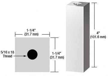 CRL Chrome 1-1/4" Square Standoff Base 4" Long
