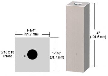CRL Satin Chrome 1-1/4" Square Standoff Base 4" Long