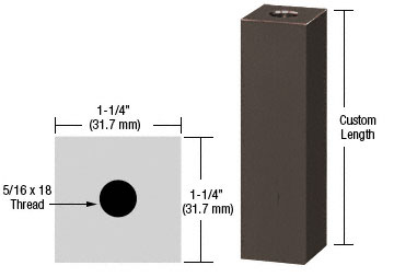 CRL Oil Rubbed Bronze 1-1/4" Square Standoff Base Custom Length