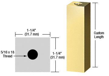 CRL Brass 1-1/4" Square Standoff Base Custom Length