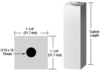 CRL Polished Stainless 1-1/4" Square Standoff Base Custom Length
