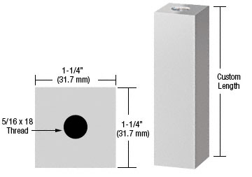 CRL Satin Chrome 1-1/4" Square Standoff Base Custom Length