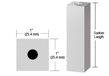 CRL Satin Chrome 1" Square Standoff Base Custom Length