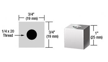 CRL Chrome 3/4" Square Standoff Base 1" Long