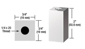 CRL Chrome 3/4" Square Standoff Base 2" Long